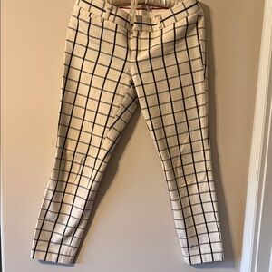 Banana Republic Cream Windowpane Plaid Chinos